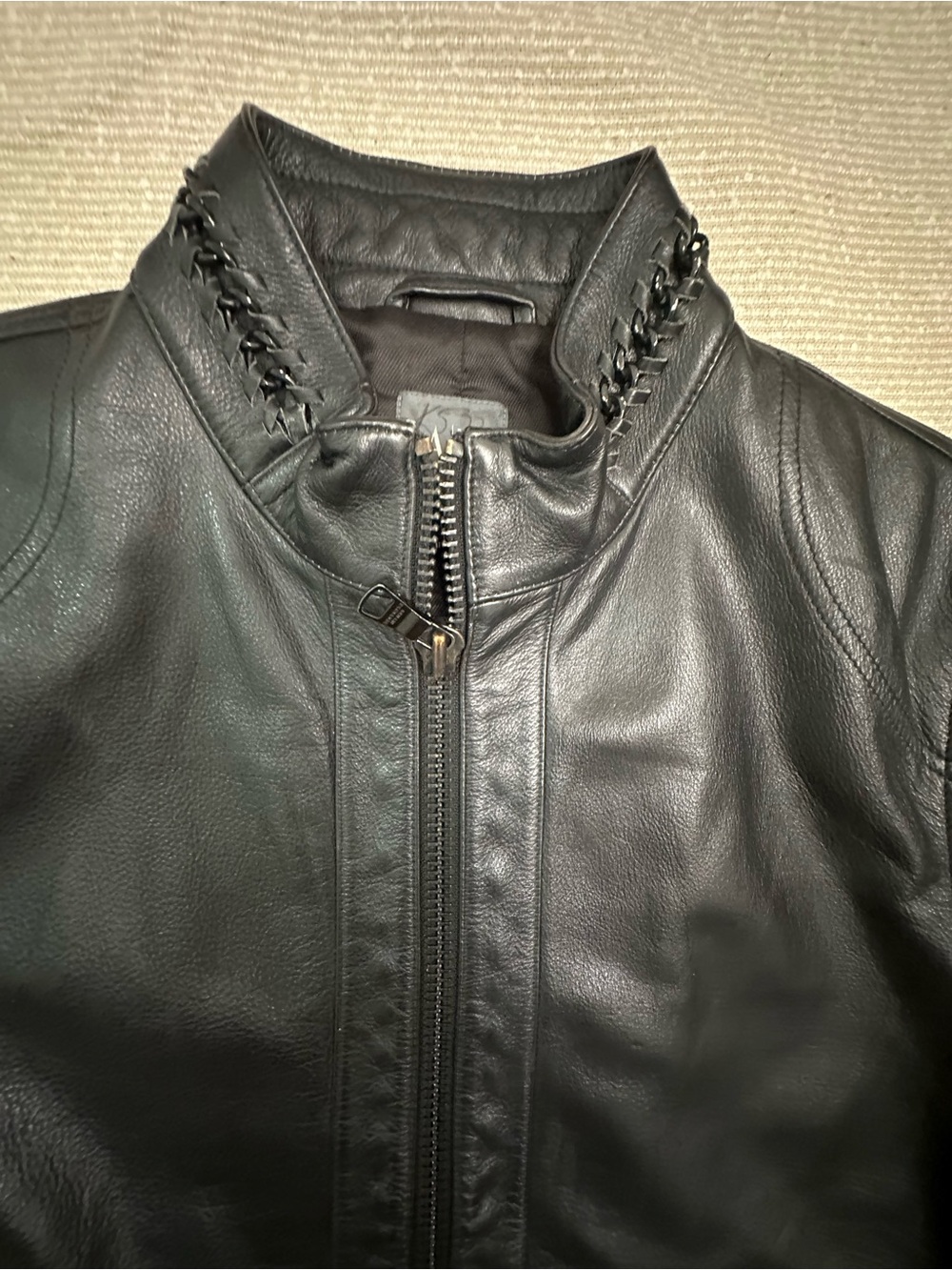 A/X Men's Black Genuine Leather Zip-Front Jacket